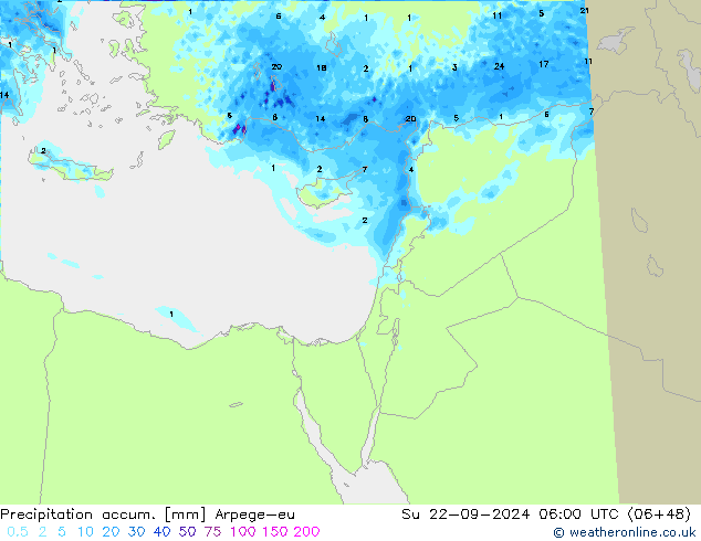 Précipitation accum. Arpege-eu dim 22.09.2024 06 UTC