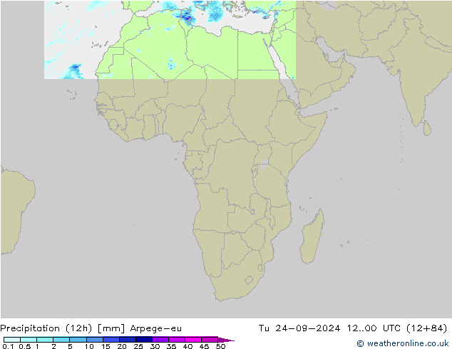 Précipitation (12h) Arpege-eu mar 24.09.2024 00 UTC