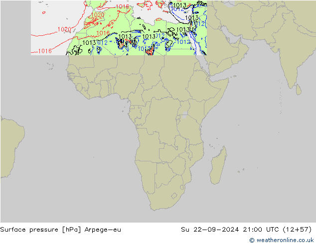 Atmosférický tlak Arpege-eu Ne 22.09.2024 21 UTC