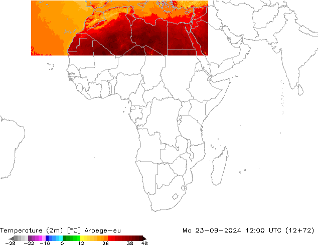 Sıcaklık Haritası (2m) Arpege-eu Pzt 23.09.2024 12 UTC