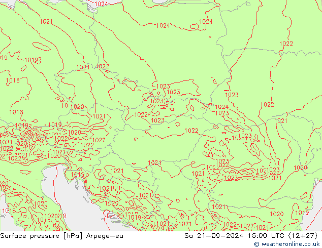 Atmosférický tlak Arpege-eu So 21.09.2024 15 UTC