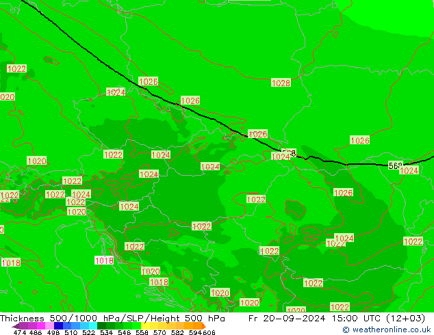 Thck 500-1000hPa Arpege-eu  20.09.2024 15 UTC