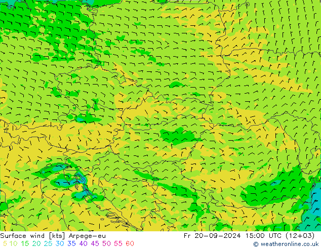 Surface wind Arpege-eu Pá 20.09.2024 15 UTC