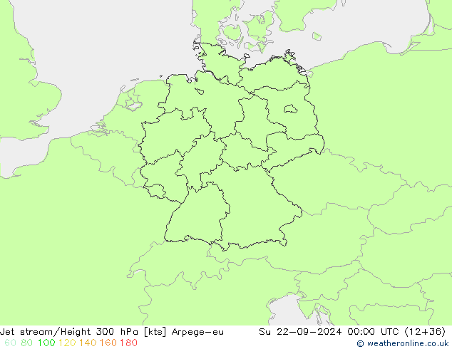 Jet stream/Height 300 hPa Arpege-eu Ne 22.09.2024 00 UTC
