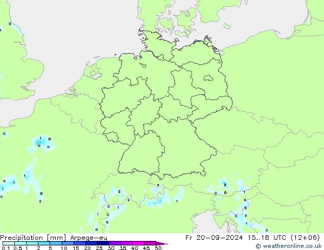 Srážky Arpege-eu Pá 20.09.2024 18 UTC