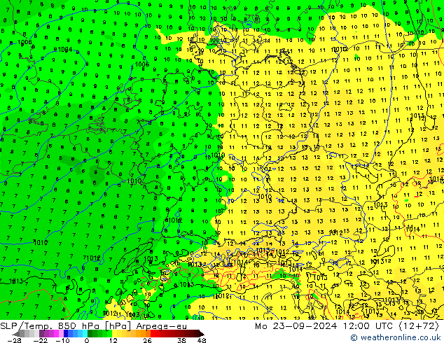 SLP/Temp. 850 hPa Arpege-eu ma 23.09.2024 12 UTC