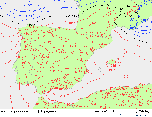 Surface pressure Arpege-eu Tu 24.09.2024 00 UTC