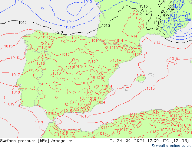 Surface pressure Arpege-eu Tu 24.09.2024 12 UTC