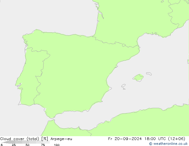 Bewolking (Totaal) Arpege-eu vr 20.09.2024 18 UTC