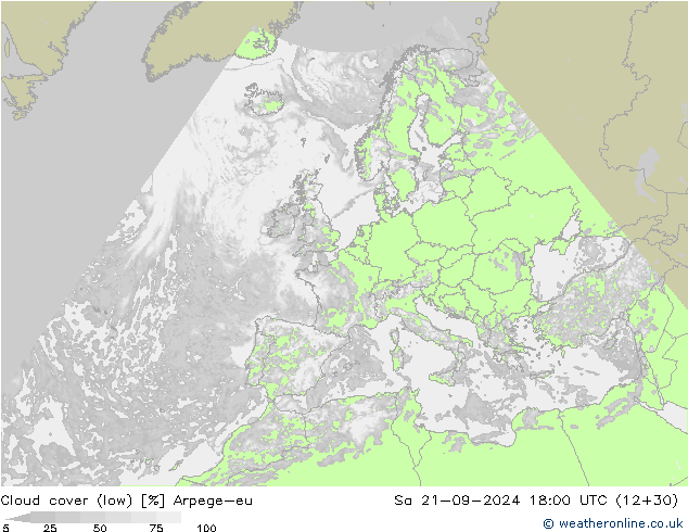 облака (низкий) Arpege-eu сб 21.09.2024 18 UTC