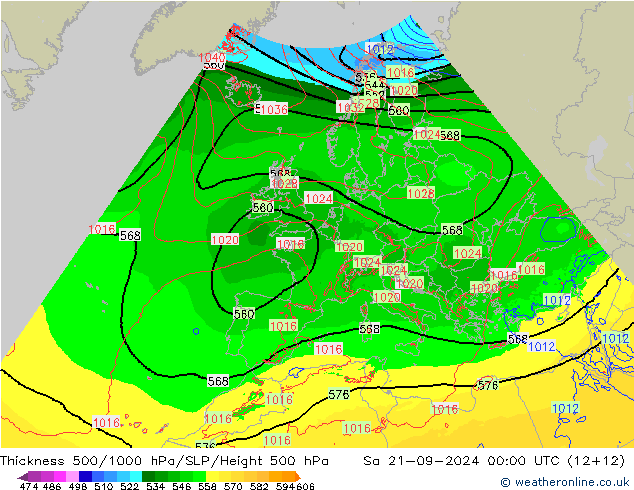 Thck 500-1000hPa Arpege-eu 星期六 21.09.2024 00 UTC