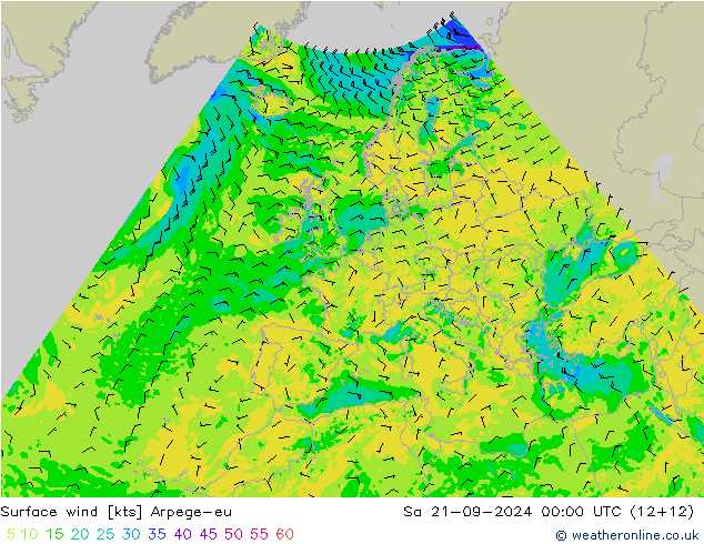 Surface wind Arpege-eu Sa 21.09.2024 00 UTC