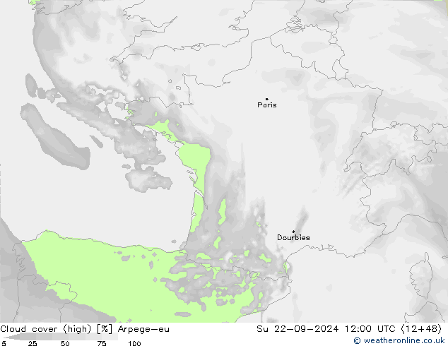 Nuages (élevé) Arpege-eu dim 22.09.2024 12 UTC