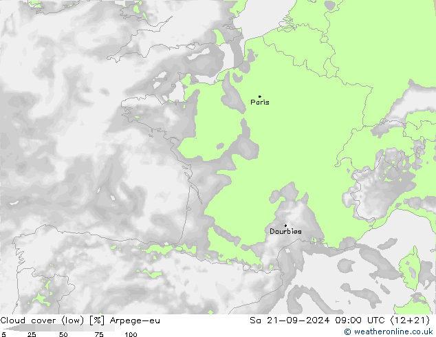 zachmurzenie (niskie) Arpege-eu so. 21.09.2024 09 UTC