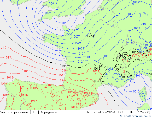 Bodendruck Arpege-eu Mo 23.09.2024 12 UTC