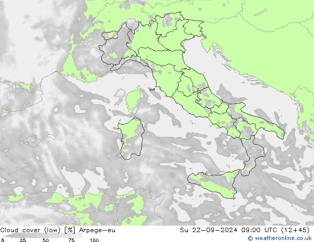 облака (низкий) Arpege-eu Вс 22.09.2024 09 UTC