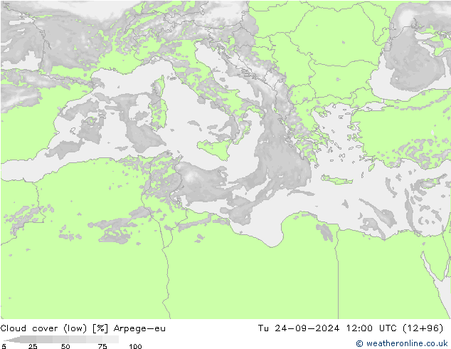 Nuages (bas) Arpege-eu mar 24.09.2024 12 UTC