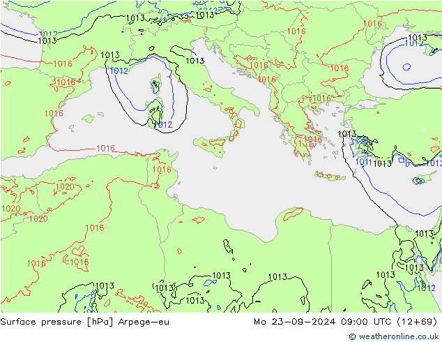 Yer basıncı Arpege-eu Pzt 23.09.2024 09 UTC