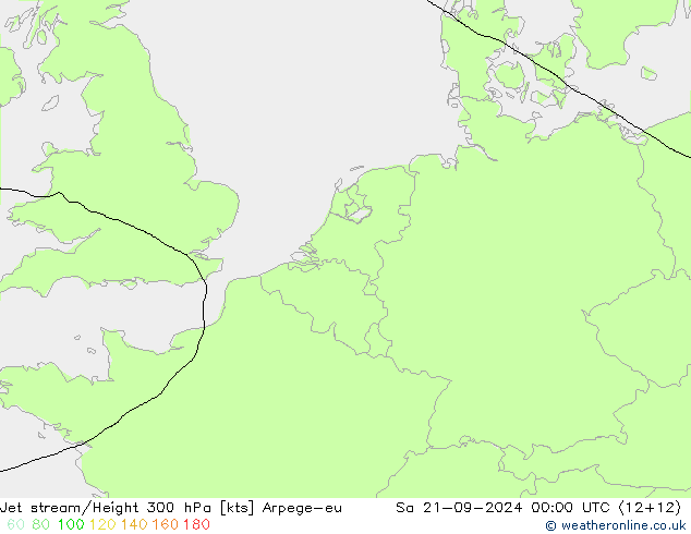 Jet stream/Height 300 hPa Arpege-eu So 21.09.2024 00 UTC