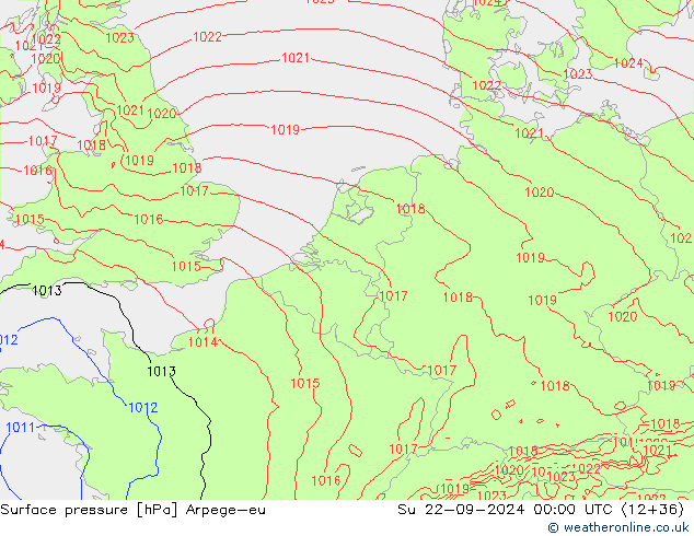 Surface pressure Arpege-eu Su 22.09.2024 00 UTC