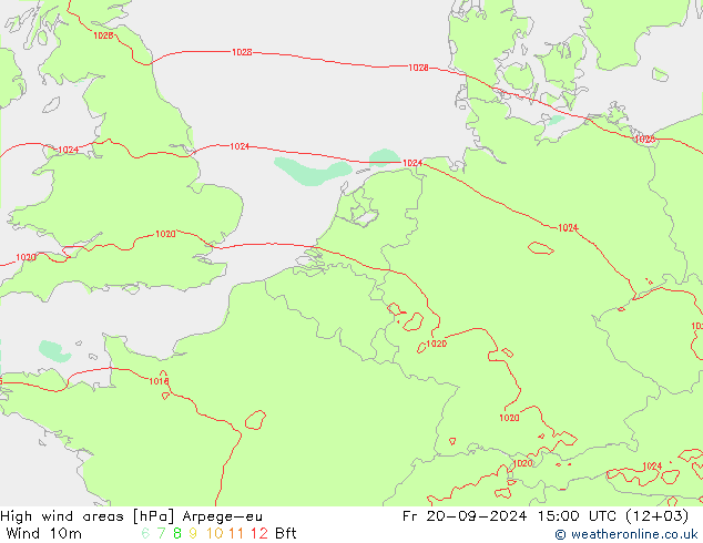 High wind areas Arpege-eu Pá 20.09.2024 15 UTC