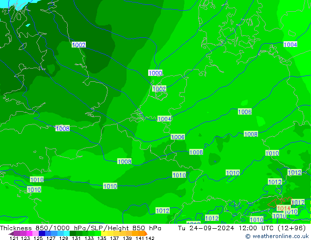 Thck 850-1000 hPa Arpege-eu wto. 24.09.2024 12 UTC