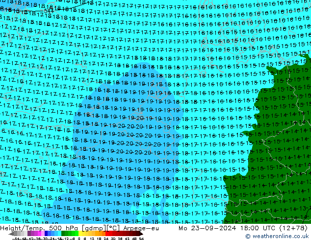 Height/Temp. 500 hPa Arpege-eu  23.09.2024 18 UTC