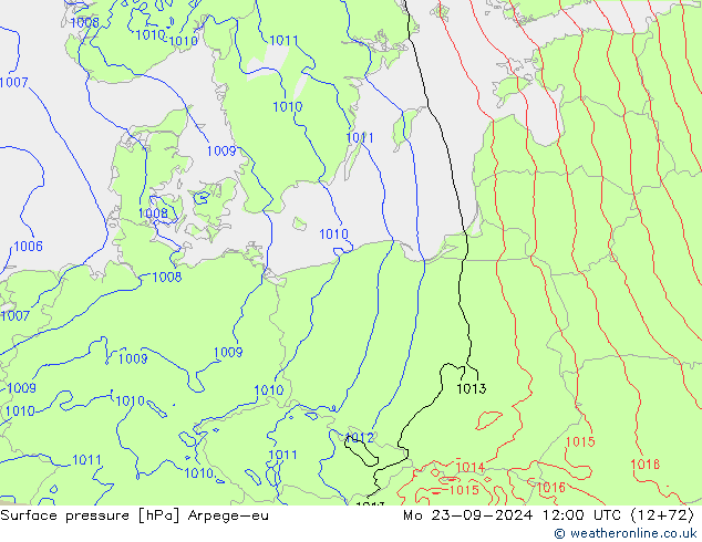 Surface pressure Arpege-eu Mo 23.09.2024 12 UTC