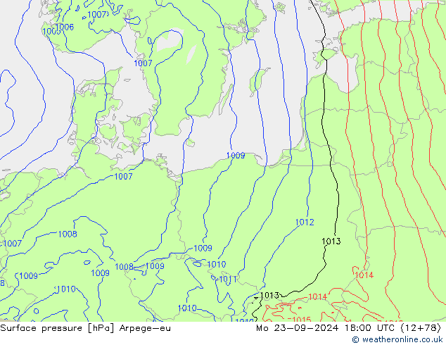 Presión superficial Arpege-eu lun 23.09.2024 18 UTC