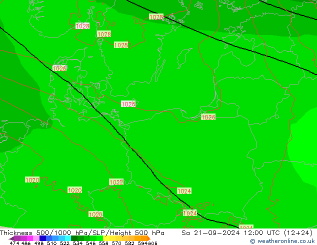 Thck 500-1000гПа Arpege-eu сб 21.09.2024 12 UTC