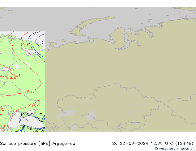 Surface pressure Arpege-eu Su 22.09.2024 12 UTC