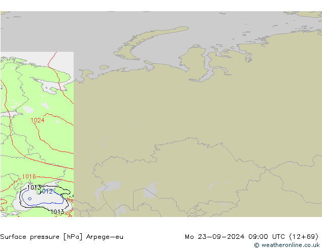 Atmosférický tlak Arpege-eu Po 23.09.2024 09 UTC