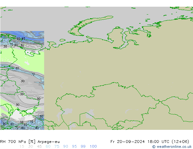 RH 700 hPa Arpege-eu Fr 20.09.2024 18 UTC