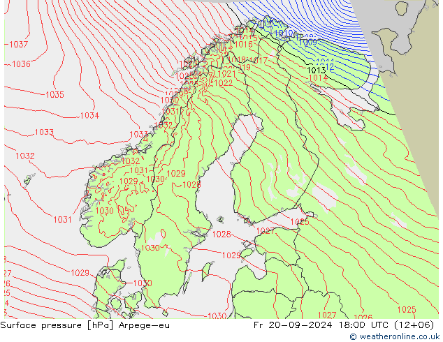 Surface pressure Arpege-eu Fr 20.09.2024 18 UTC