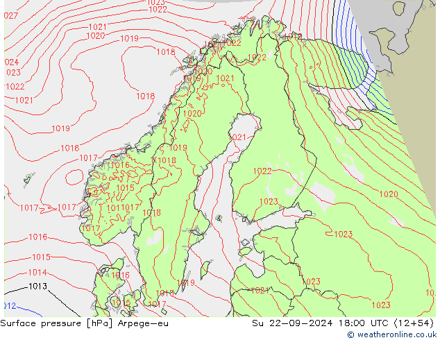 pression de l'air Arpege-eu dim 22.09.2024 18 UTC