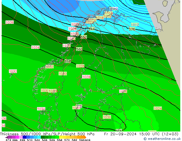 Espesor 500-1000 hPa Arpege-eu vie 20.09.2024 15 UTC