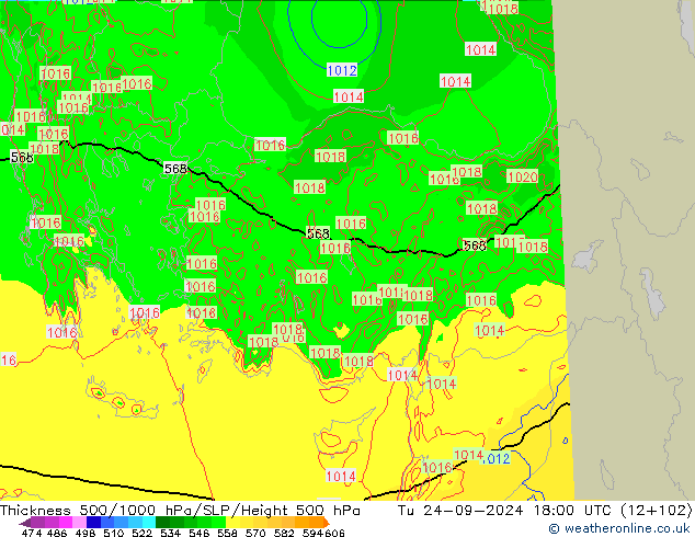 500-1000 hPa Kalınlığı Arpege-eu Sa 24.09.2024 18 UTC