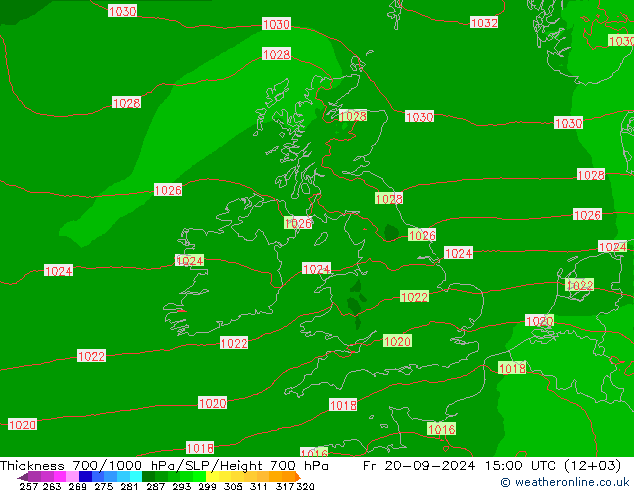 Schichtdicke 700-1000 hPa Arpege-eu Fr 20.09.2024 15 UTC