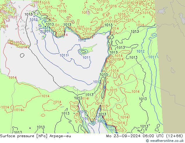 Surface pressure Arpege-eu Mo 23.09.2024 06 UTC