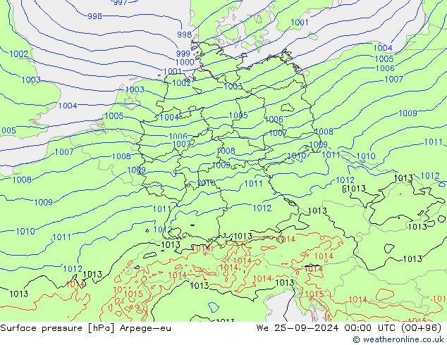 Surface pressure Arpege-eu We 25.09.2024 00 UTC