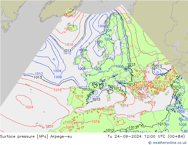 Surface pressure Arpege-eu Tu 24.09.2024 12 UTC