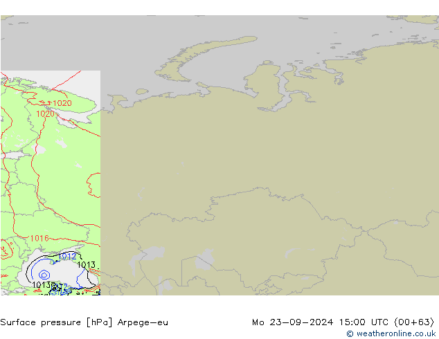 Surface pressure Arpege-eu Mo 23.09.2024 15 UTC