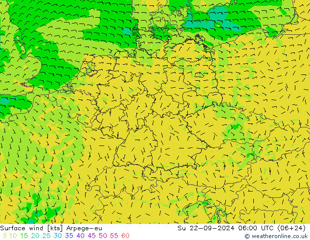 风 10 米 Arpege-eu 星期日 22.09.2024 06 UTC