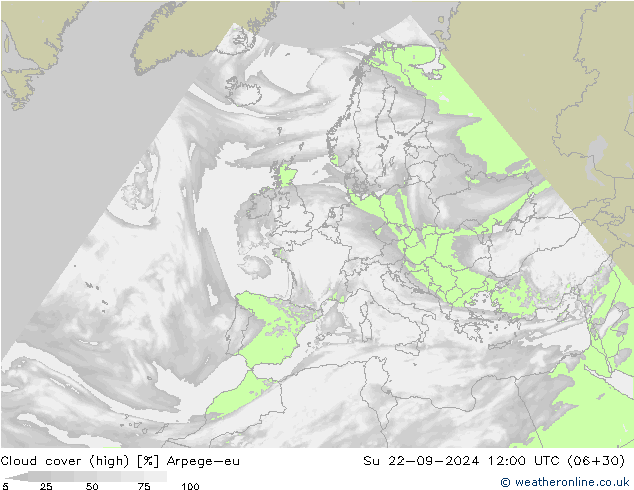 Wolken (hohe) Arpege-eu So 22.09.2024 12 UTC