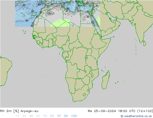 RH 2m Arpege-eu We 25.09.2024 18 UTC