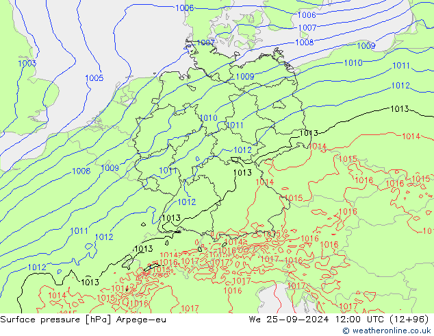 Surface pressure Arpege-eu We 25.09.2024 12 UTC