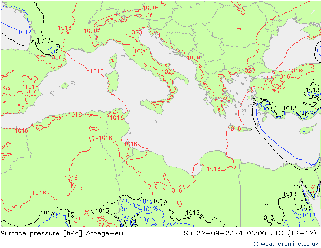 Surface pressure Arpege-eu Su 22.09.2024 00 UTC