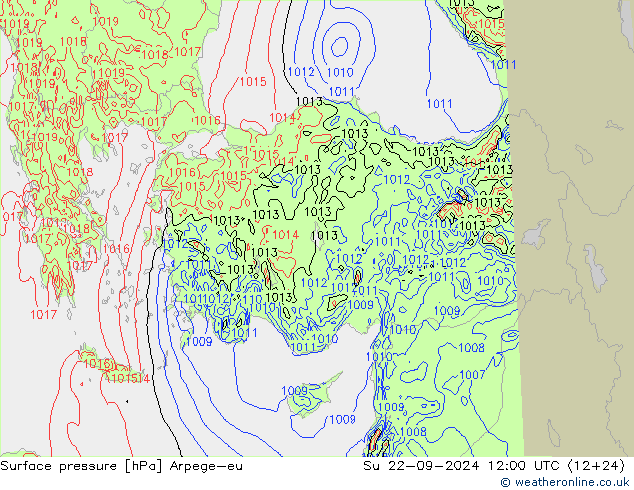 Surface pressure Arpege-eu Su 22.09.2024 12 UTC