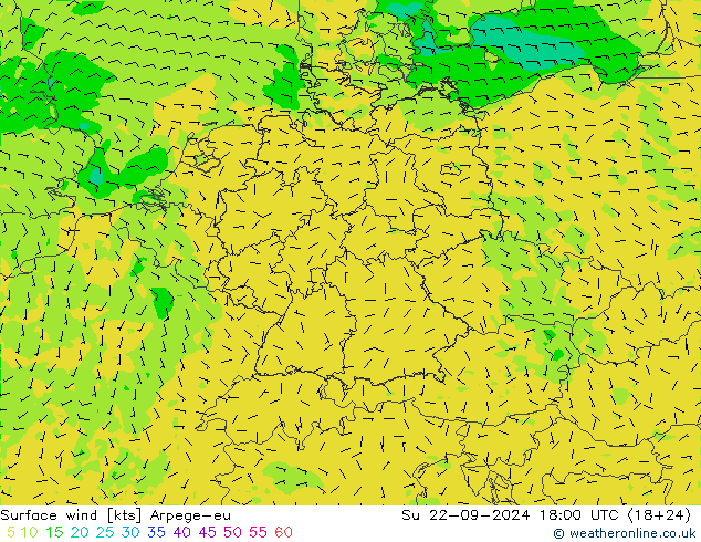 风 10 米 Arpege-eu 星期日 22.09.2024 18 UTC