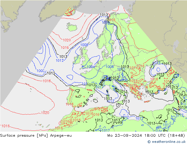 地面气压 Arpege-eu 星期一 23.09.2024 18 UTC